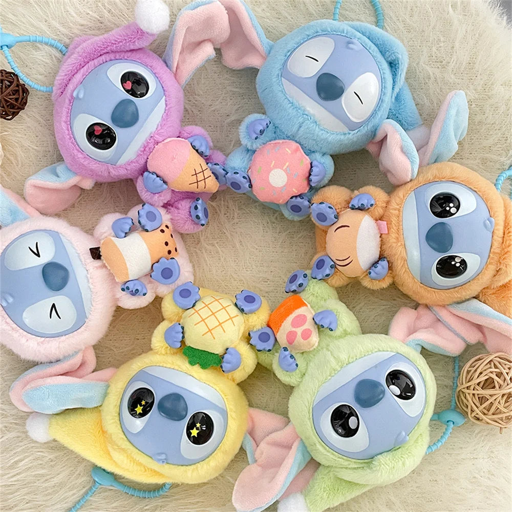 Lilo & Stitch Vinyl Plush Doll Pendant Disney Pajamas Stitch Cute Key Ring Cartoon Plushies Bag Keychain Gifts Kids Toys