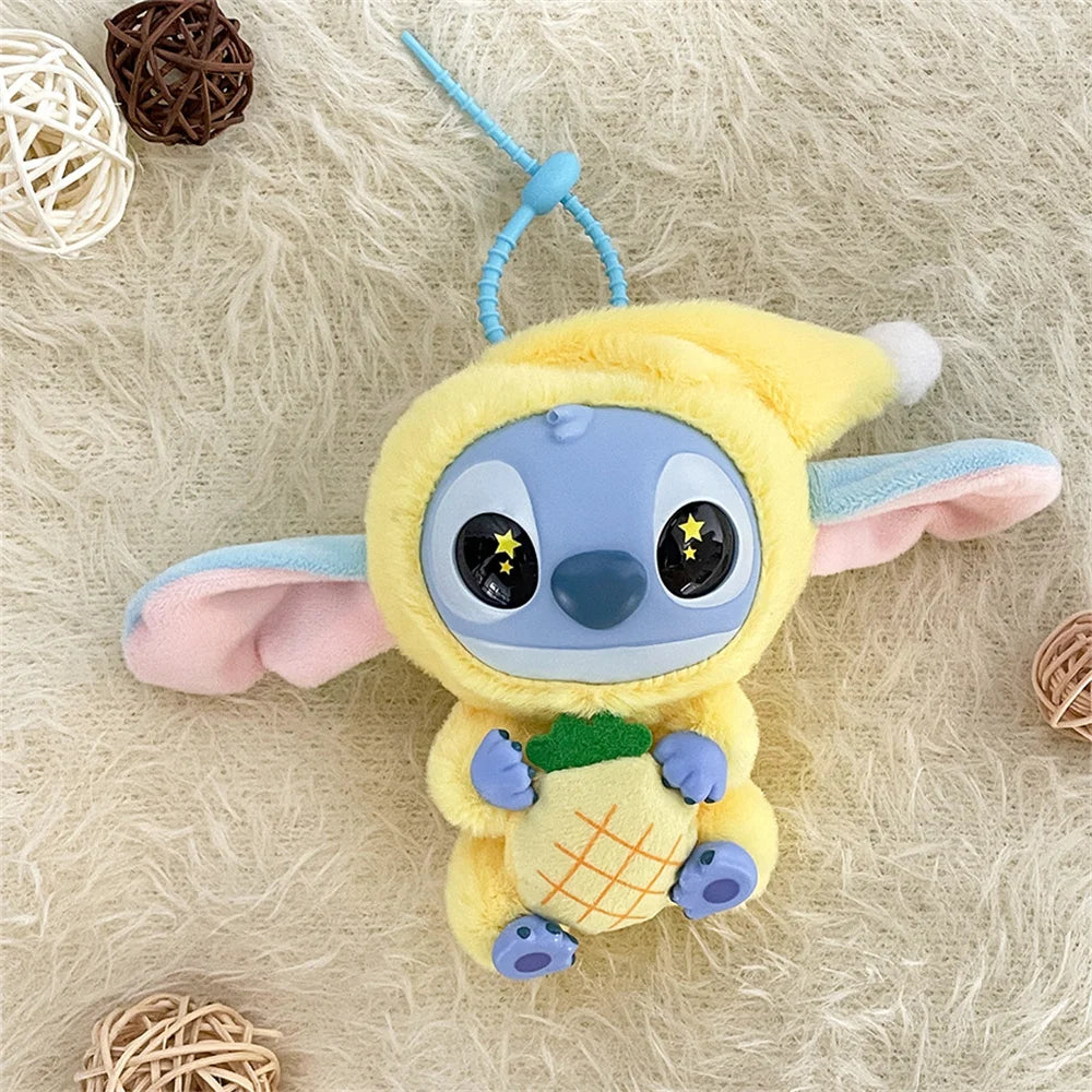Lilo & Stitch Vinyl Plush Doll Pendant Disney Pajamas Stitch Cute Key Ring Cartoon Plushies Bag Keychain Gifts Kids Toys