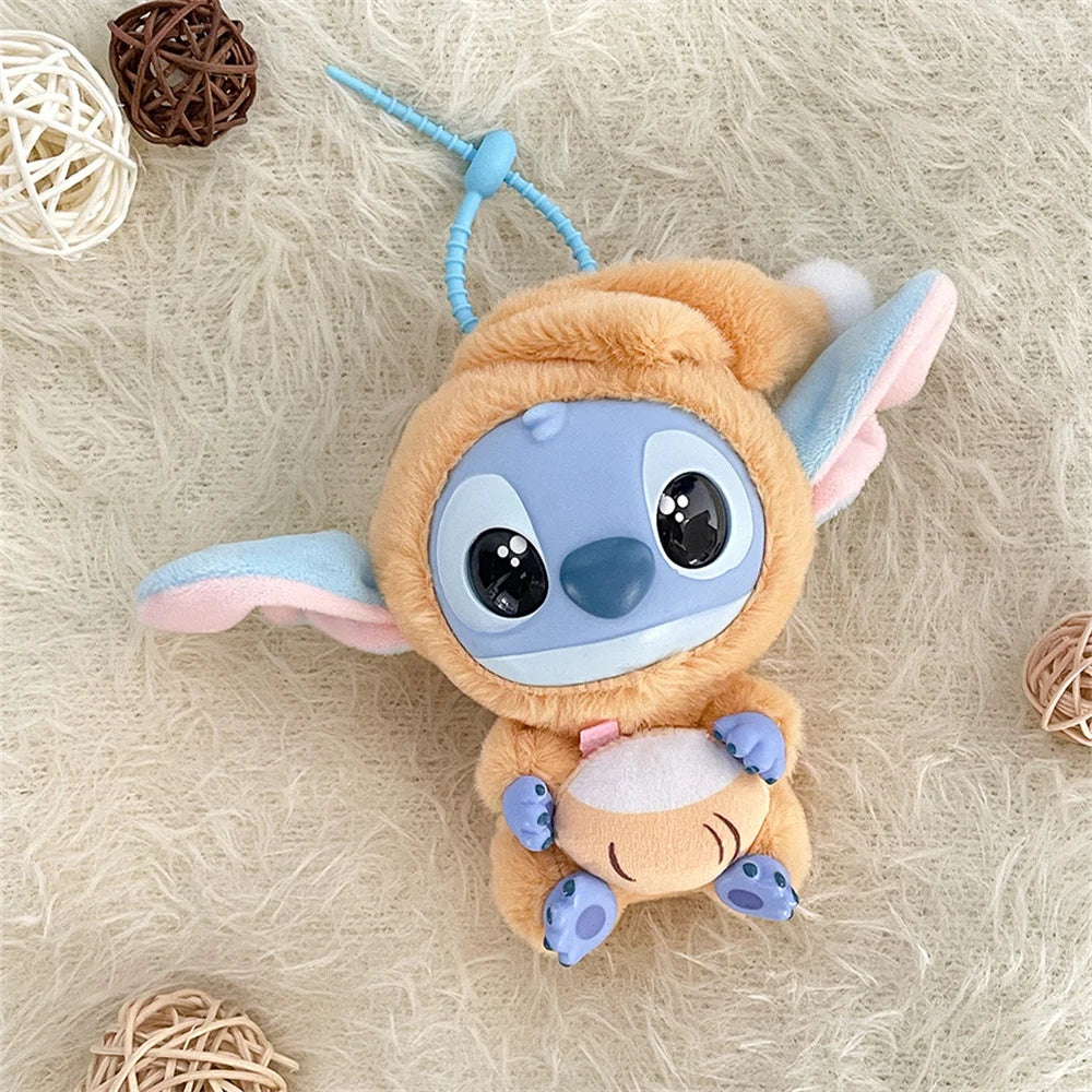 Lilo & Stitch Vinyl Plush Doll Pendant Disney Pajamas Stitch Cute Key Ring Cartoon Plushies Bag Keychain Gifts Kids Toys