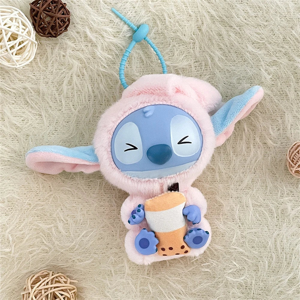 Lilo & Stitch Vinyl Plush Doll Pendant Disney Pajamas Stitch Cute Key Ring Cartoon Plushies Bag Keychain Gifts Kids Toys