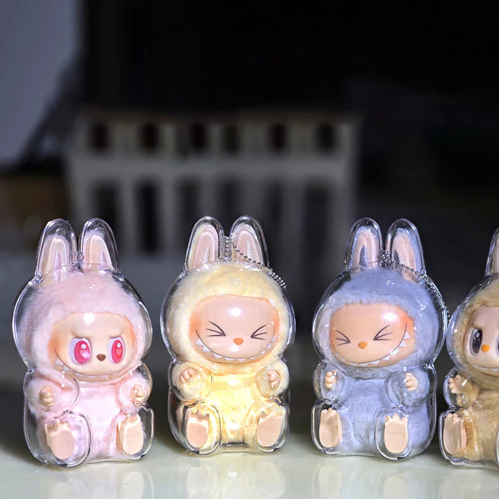 For Labubu Transparent Protective Cover Monster Labubu V2 Sit Party Transparent Protective Shell Monster Toy Storage Case