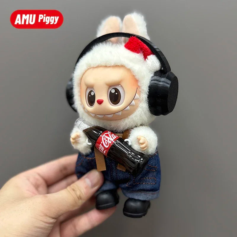 17CM Clothes Doll DIY Accessories Pull Cloth Cola Happiness Factor Labubu Clothes Set Doll Outfit Have Shoes
