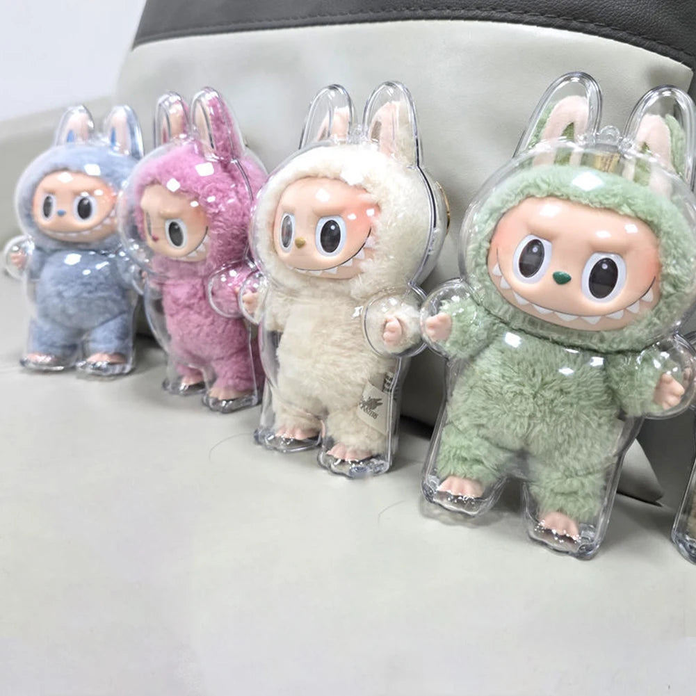 For Labubu Transparent Protective Cover Monster Labubu V2 Sit Party Transparent Protective Shell Monster Toy Storage Case
